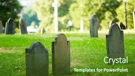  Presentation with cemetery - Theme with jesus tomb - cemetery with many tombstones background and a tawny brown colored foreground