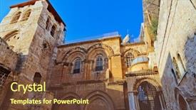  Presentation with resurrection - Audience pleasing theme consisting of jesus tomb - detail of a wall backdrop and a tawny brown colored foreground