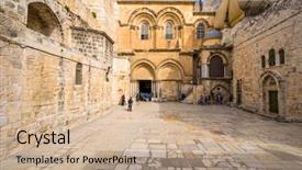  Presentation with jerusalem - Slide set with jesus tomb - jerusalem israel at the church background and a coral colored foreground