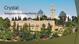  Presentation with jerusalem old city israel david - Slides enhanced with jesus tomb - view of church of dormition background and a light blue colored foreground