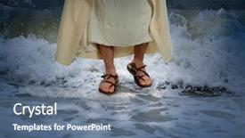  Presentation with crashing waves - Theme enhanced with jesus walking on the water background and a ocean colored foreground