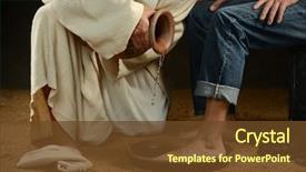  Presentation with feet - Colorful theme enhanced with jesus washing feet of modern backdrop and a tawny brown colored foreground