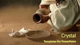  Presentation with water jug - PPT theme having jesus with a jug background and a tawny brown colored foreground