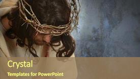  Presentation with crown thorns - Cool new slide deck with jesus with crown of thorns backdrop and a coral colored foreground