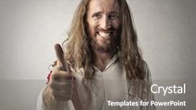  Presentation with jesus my redeemer - Audience pleasing PPT layouts consisting of jesus with thumbs up backdrop and a gray colored foreground