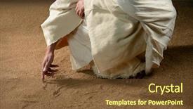  Presentation with jesus - Cool new slides with jesus writing in the sand backdrop and a tawny brown colored foreground