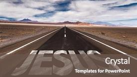  Presentation with jesus - Slides with jesus written on desert road background and a tawny brown colored foreground