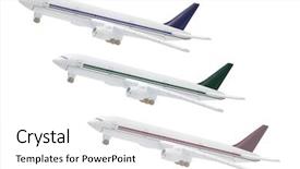  Presentation with commercial - Cool new slides with jet aircraft - miniature model of commercial jetliners backdrop and a white colored foreground
