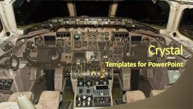  Presentation with aircraft engine - Slide deck having jet aircraft cockpit background and a tawny brown colored foreground