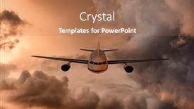  Presentation with jet - Colorful PPT theme enhanced with jet-airliner-flying-through-beautiful backdrop and a coral colored foreground