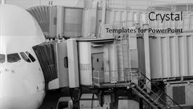  Presentation with jet airplane - Slide set consisting of jet airplane docked in airport background and a light gray colored foreground