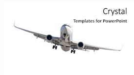  Presentation with jet airplane - Presentation theme enhanced with jet airplane landing isolated background and a white colored foreground
