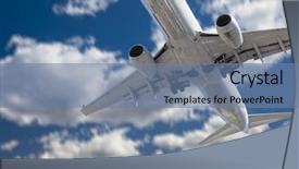  Presentation with jet airplane - Presentation theme featuring jet airplane landing with dramatic background and a seafoam green colored foreground