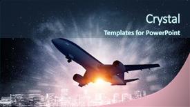  Presentation with night sky plane - Slides enhanced with jet airways - airliner in night sky background and a ocean colored foreground