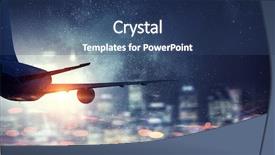  Presentation with night sky aviation moon - Cool new presentation theme with jet airways - airliner in night sky backdrop and a ocean colored foreground