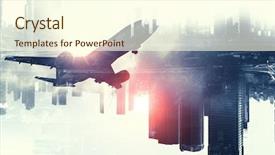  Presentation with cityscape - Beautiful presentation theme featuring jet airways - airliner over cityscape backdrop and a cream colored foreground