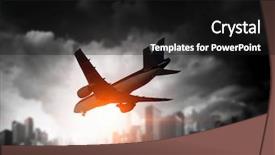  Presentation with cityscape - Amazing PPT theme having jet airways - airliner over cityscape backdrop and a black colored foreground