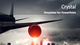  Presentation with cityscape - PPT theme consisting of jet airways - airliner over cityscape background and a dark gray colored foreground