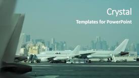  Presentation with airport - Presentation theme with jet airways - image of airplanes background and a seafoam green colored foreground