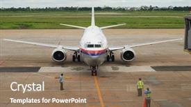  Presentation with cargo airplane - Audience pleasing presentation theme consisting of jet cargo - airplane is taxing in airport backdrop and a  colored foreground