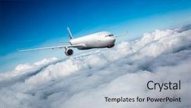  Presentation with jet - Slide deck featuring jet cargo - passenger airliner flying background and a light blue colored foreground