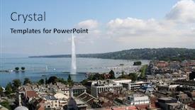  Presentation with eau - Slides enhanced with jet d'eau on lake geneva in geneva switzerland background and a light blue colored foreground