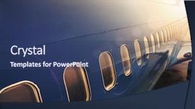  Presentation with lens - Slide set consisting of jet engine - airplaine exterior close up lens background and a ocean colored foreground