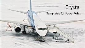  Presentation with airplane engine - Presentation design featuring jet engine - airplane and servicing car background and a white colored foreground