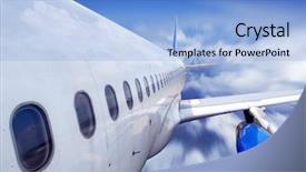  Presentation with airplane engine - PPT layouts with jet engine - airplane at fly background and a light blue colored foreground