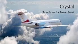  Presentation with fly - Theme with jet engine - airplane at fly background and a light blue colored foreground