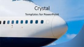  Presentation with plane - Amazing PPT layouts having jet engine - jumbo plane head backdrop and a light blue colored foreground