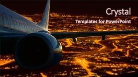  Presentation with airplane runway flight - Amazing slides having jet engine - night flight backdrop and a wine colored foreground