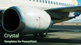  Presentation with aircraft engine - Presentation consisting of jet engine are aircraft background and a wine colored foreground