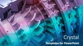  Presentation with aerospace - Cool new PPT layouts with jet-engine-internal-structure backdrop and a ocean colored foreground