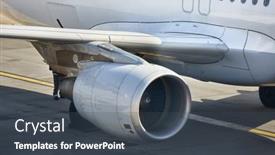  Presentation with aircraft engine - Presentation design featuring jet-engine-of-an-aircraft background and a dark gray colored foreground