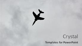  Presentation with fighter jet - Presentation having jet-fighter-airplane-silhouette-against background and a light gray colored foreground