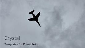  Presentation with fighter jet - Presentation theme enhanced with jet-fighter-airplane-silhouette-against background and a light gray colored foreground