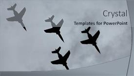  Presentation with gloomy - Presentation design with jet-fighter-airplanes-silhouette-against background and a light gray colored foreground