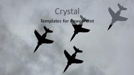  Presentation with fighter jet - PPT theme consisting of jet-fighter-airplanes-silhouette-against background and a light gray colored foreground