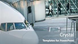  Presentation with aircraft - Theme consisting of jet fuel - aircraft with passage corridor tunnel background and a gray colored foreground