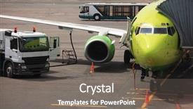  Presentation with jet airplane - Audience pleasing PPT layouts consisting of jet fuel - airplane in airport backdrop and a gray colored foreground