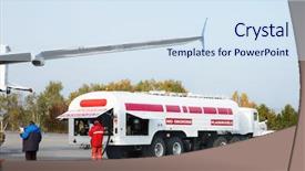  Presentation with jet airplane - Beautiful slides featuring jet fuel - airplane is being refueled backdrop and a sky blue colored foreground