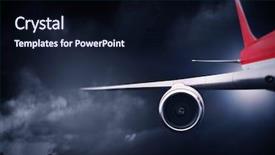  Presentation with jet airplane - Cool new slide set with jet fuel - close of airplane in sky backdrop and a wine colored foreground