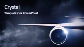  Presentation with airplane - Beautiful presentation design featuring jet fuel - close of airplane in sky backdrop and a wine colored foreground