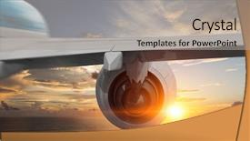  Presentation with jet airplane - Slide deck featuring jet fuel - close of airplane in sky background and a light gray colored foreground