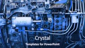  Presentation with engine - Presentation theme featuring jet fuel - closeup of parts background and a navy blue colored foreground