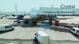  Presentation with luggage - Slide deck having jet fuel - luggage loading in airplane background and a  colored foreground