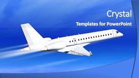  Presentation with sky blue - Beautiful presentation theme featuring jet in the blue sky backdrop and a cobalt blue colored foreground