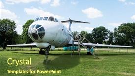  Presentation with fighter jet model - Beautiful PPT theme featuring jet model in aviation museum backdrop and a tawny brown colored foreground