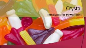  Presentation with gummy candy - Beautiful PPT layouts featuring jet plane - colorful chewy gummy candy junk backdrop and a yellow colored foreground